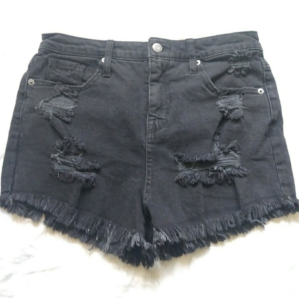 Mossimo High Waisted Black Ripped Shorts